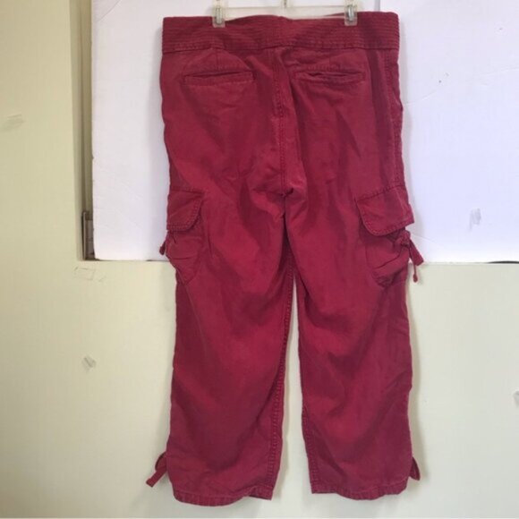 GAP Vintage Cargo Pockets Crop Tencel Pants Zip Fly Pant Ties Capris Trousers 8 - Picture 2 of 16